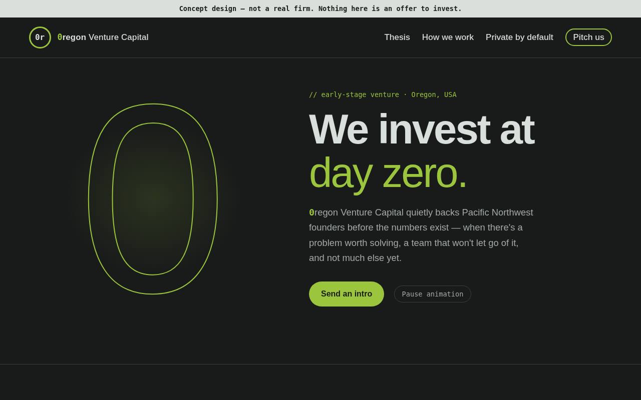 Screenshot of the 0r.vc home page