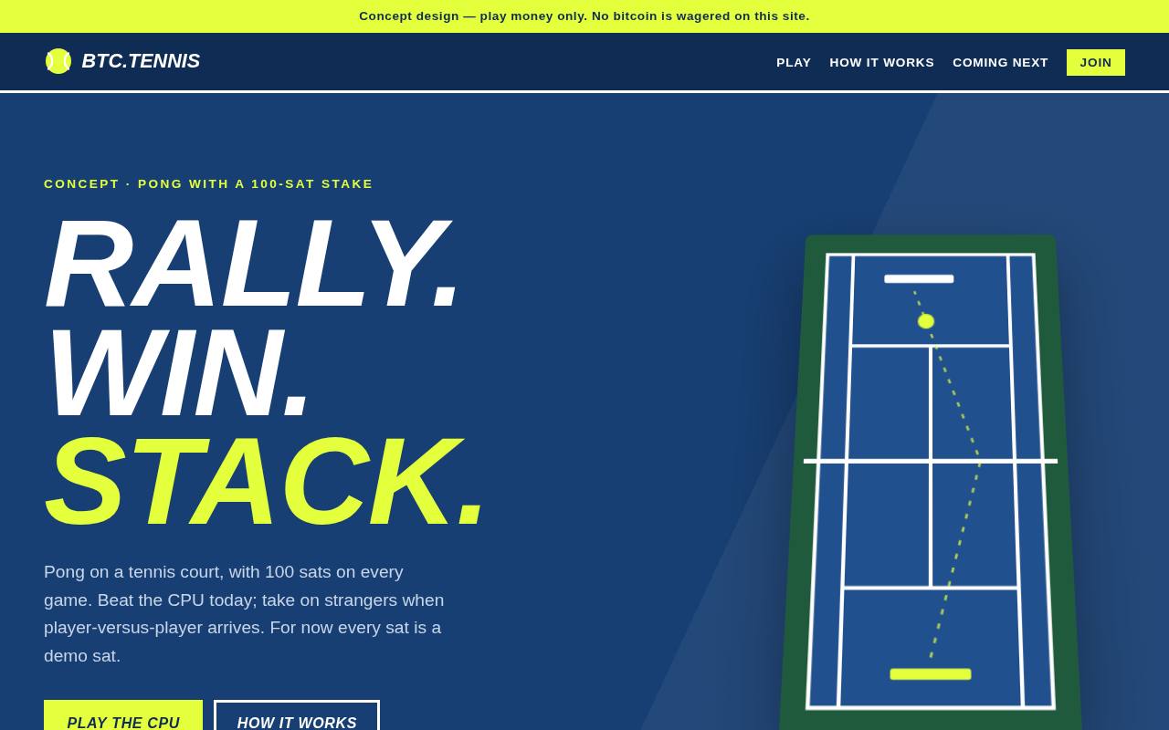 Screenshot of the btc.tennis home page
