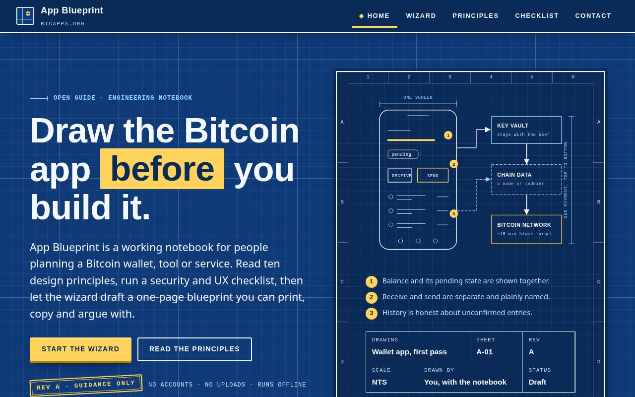 Screenshot of the btcapps.org home page