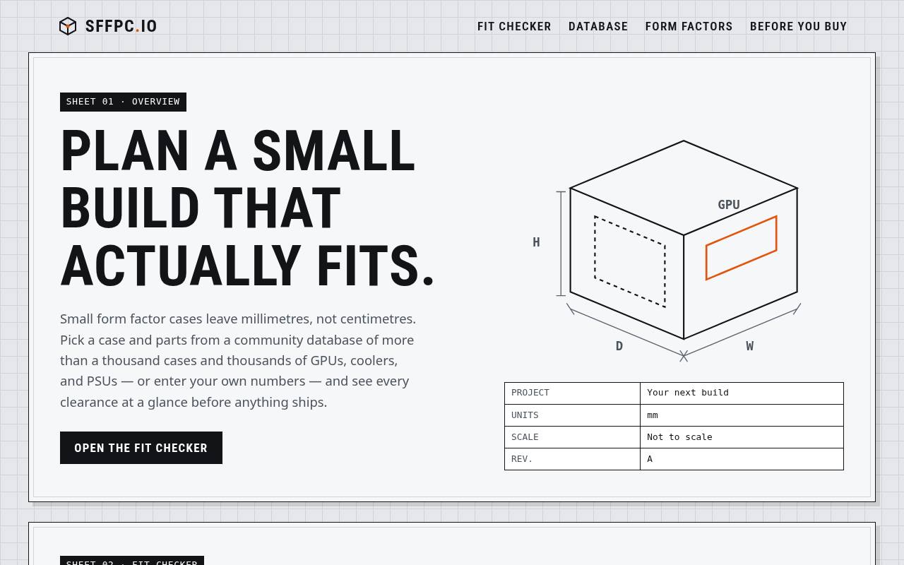 Screenshot of the sffpc.io home page