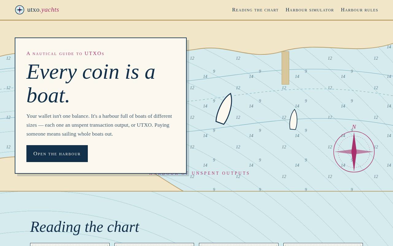 Screenshot of the utxo.yachts home page